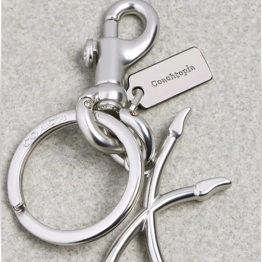 NWT Coachtopia Cherry Bag Charm keychain black silver with a dust bag CT392